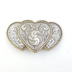 Western Triple Heart Belt Buckle